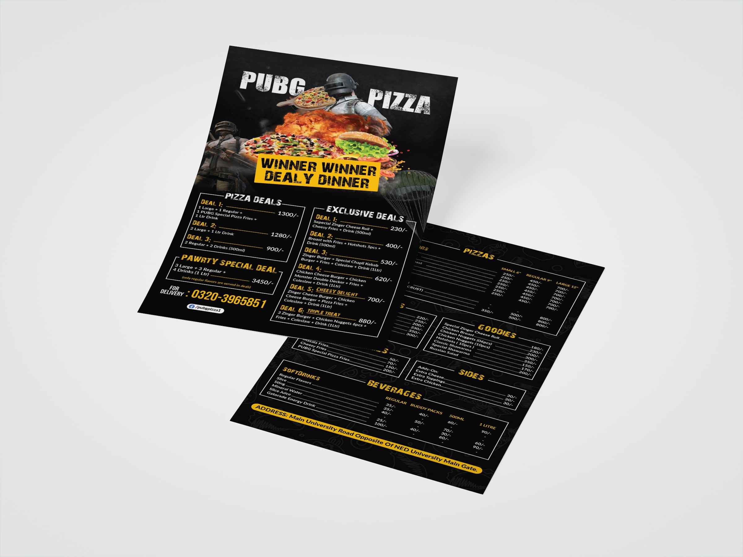 Modern double vertical flyer design sample in Cambridge, UK